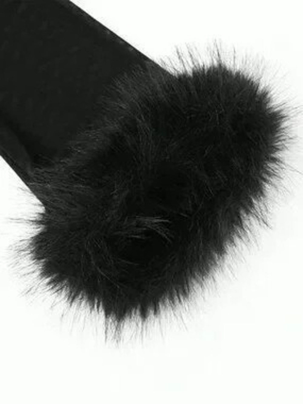 Black Casual Women's fuzzy Cuff Trim Long Sleeve Deep V-Neck sheer Top